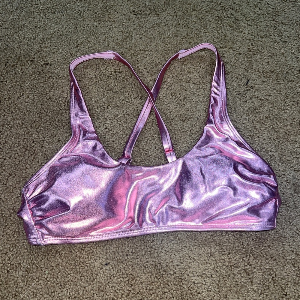 Pink Metallic Bikini Top